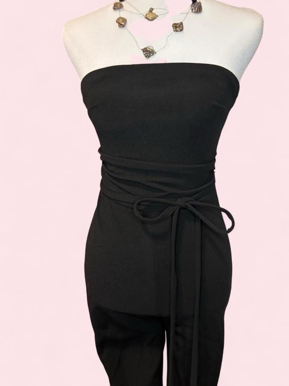 Fashion Nova Black Strapless Tie-Waist Dress